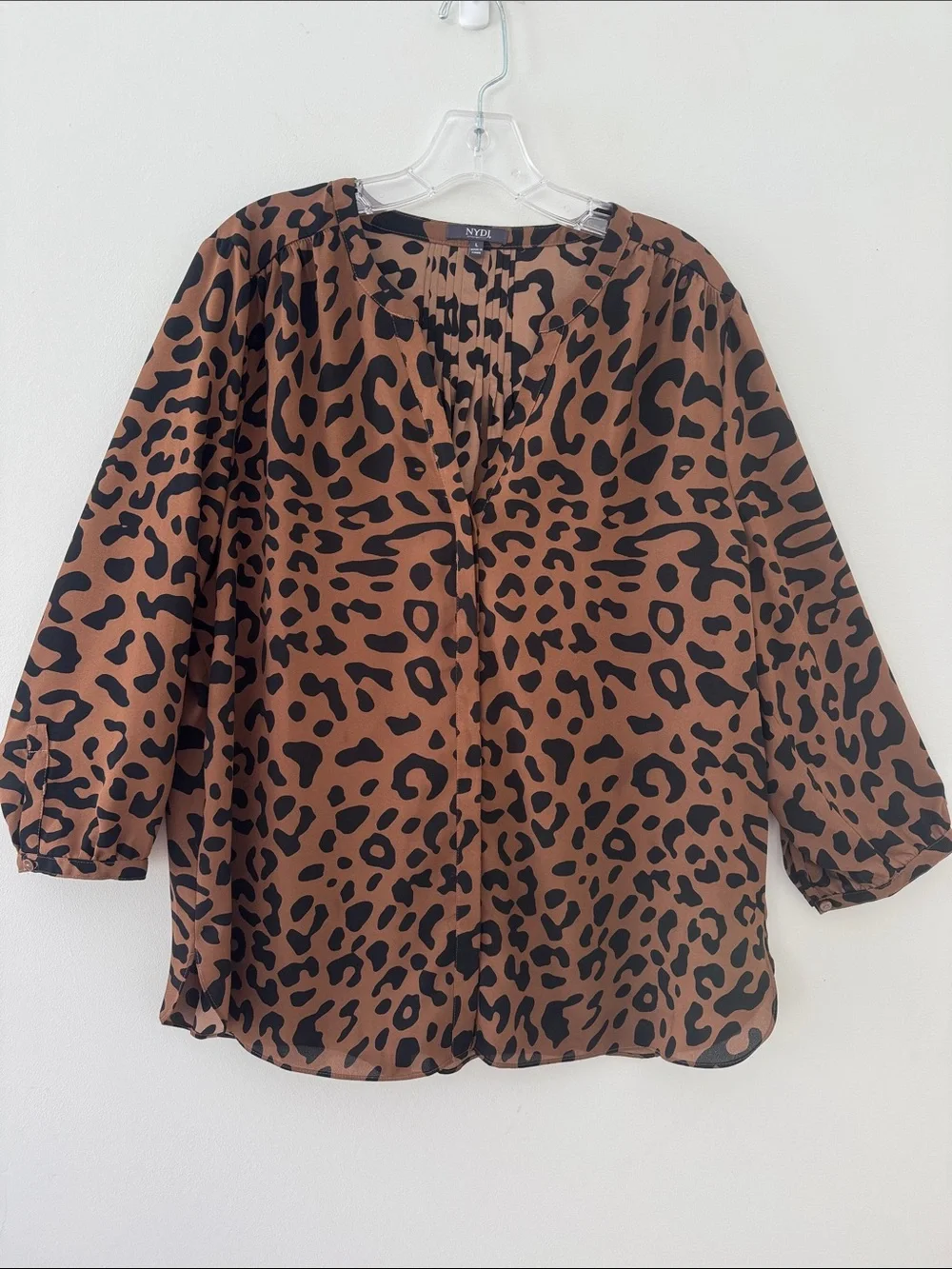 NYDJ Brown and Black Leopard Print Tunic Blouse